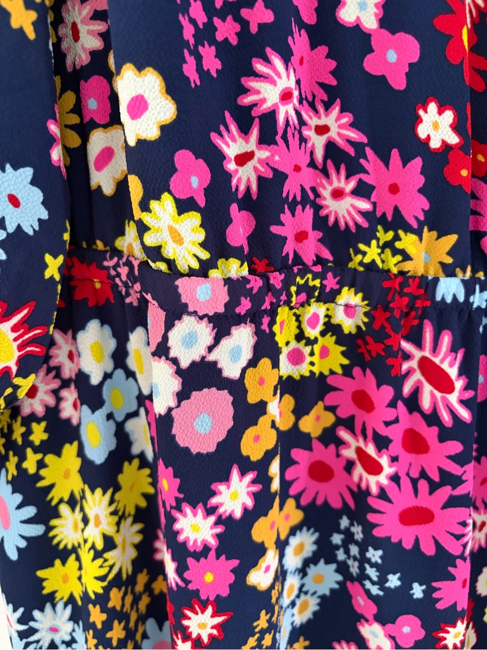 Talbots 2X Plus Multicolor Navy Blue Fit & Flare Starburst Floral Midi Dress - Picture 10 of 16